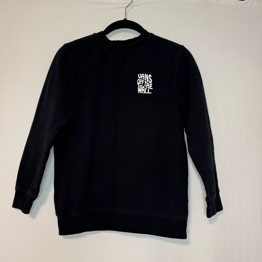 Vans Kids Black Logo Grim Reaper Long Sleeve Pullover Crewneck Sweater Size M
